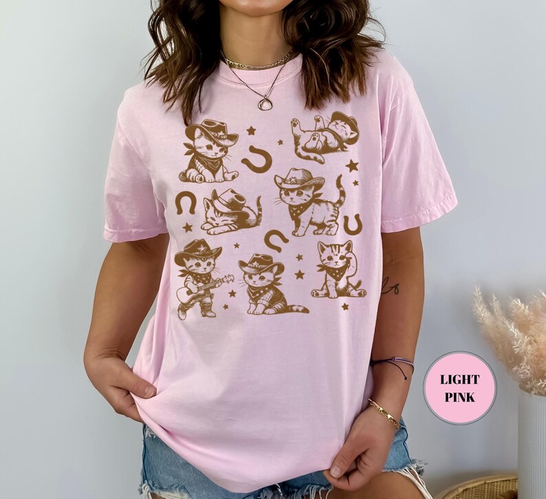 Comfort Colors Cowboy Kittens T-Shirt, Funny Cat Shirt, Vintage Oversized Tee, Retro Western Shirt, Kitten Aesthetic Graphic Tshirt image 6