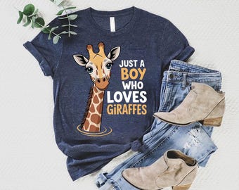 Chemise Just a Boy Who Loves Girafes - T-shirt mignon pour amoureux des girafes - T-shirt graphique animal rigolo