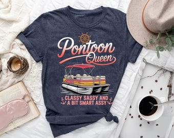 Pontoon Queen Cotton Tee: Funny Lake Life Boating Gift