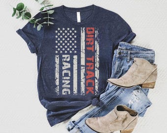 Dirt Track Racing Shirt: American Flag Tee, Motorsport Fan Gift