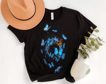 Swirling Butterfly Cotton Tee - Nature Lover Apparel