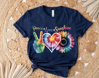 Peace Love Sunshine Tie-Dye T-Shirt: Colorful Hippie Boho Top