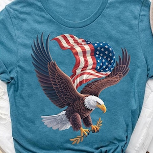 Patriotic Bald Eagle USA Flag T-Shirt - American Pride