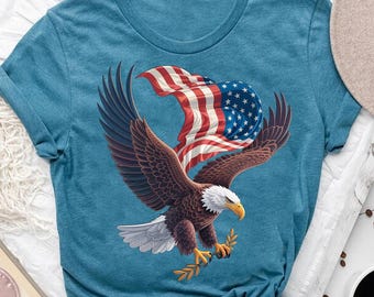 Patriotic Bald Eagle USA Flag T-Shirt - American Pride