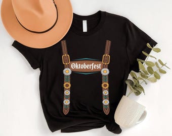 Oktoberfest Shirt: Floral Suspenders Graphic Tee - German Beer Celebration
