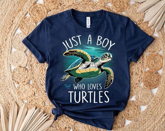 Just a Boy Who Loves Turtles - Cute Turtle Lover Shirt - Sea Turtle Graphic Tee - Animal Ocean Nature Gift for Kids & Boys