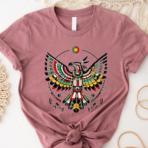 Native American Thunderbird Graphic Tee - Indigenous Tribal Art Shirt - Spiritual Bird Symbol T-shirt