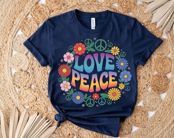 Groovy Love Peace T-Shirt: Retro 70s Hippie Festival Tee