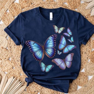 Blue Butterflies – Colorful Butterfly Shirt – Butterfly Lover Tee – Nature Art Apparel – Wildlife Gift – Butterfly Shirt