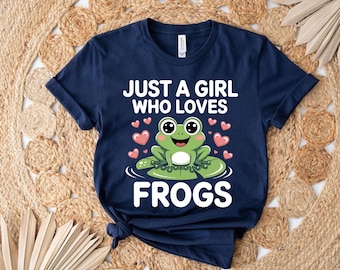 Just a Girl Who Loves Frogs Shirt - Cute Frog Lover T Shirt - Funny Animal Graphic Tee - Frog Gift for Girls - Amphibian Lover Top