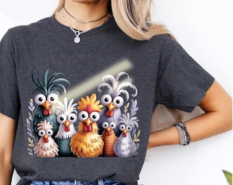 Funny Chicken Graphic Tee: Crazy Cartoon Poultry Shirt