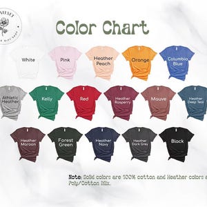a picture of a color chart for a t - shirt