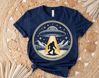Bigfoot UFO Abduction T-Shirt: Funny Alien Sasquatch Graphic Tee