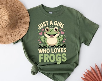 Just A Girl Who Loves Frogs Shirt - Cute Frog T-Shirt - Funny Frog Lover Tee - Adorable Animal Graphic Top
