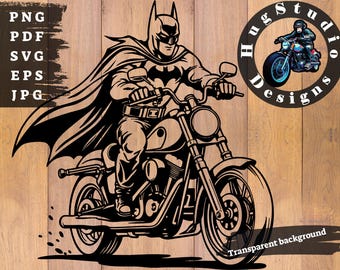 Superhéroe en motocicleta: silueta SVG estilo cómic para Cricut, grabado e impresión en camisetas
