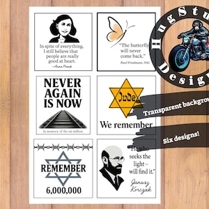 Utskrivbar konst för minnet av Förintelsen – 6 designer | Etiketter, affischer och klistermärken till minnesljus | Yom HaShoah nedladdning