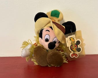 Vintage Disney Parks Exclusive Scarecrow Mickey Mouse 6” Halloween Bean Bag Plush