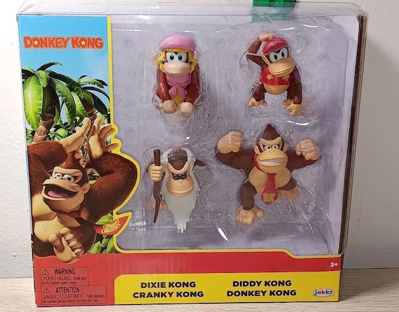 World of Nintendo Donkey Kong 4-pack Figures, Diddy, Dixie, Cranky