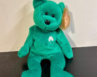 Peluche vintage Erin, ours vert irlandais, Saint-Patrick, Ty Beanie Babies