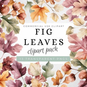 Watercolor Fig Leaf Clipart: Rustic Terracotta Foliage (Digital Download)