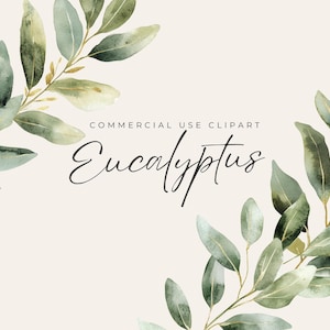 Eucalyptus Watercolor Clipart, Sage Green Foliage with Gold Foil, Botanical Wedding Trend, 300DPI PNGs for Canva & Stationery Design