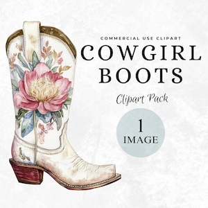 Western Cowgirl Boho Stiefel Clipart, rustikale weiße Aquarell, Boho Landhochzeit Clipart, Braut Illustration, Aquarell PNG