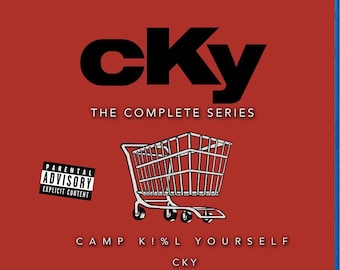 May include: A Blu-ray disc case with a red background featuring the word "CKY" in large black letters. The text "THE COMPLETE SERIES" is below. A shopping cart graphic is in the center, with "CAMP K!%L YOURSELF" below it. The disc is labeled "Blu-ray Disc".