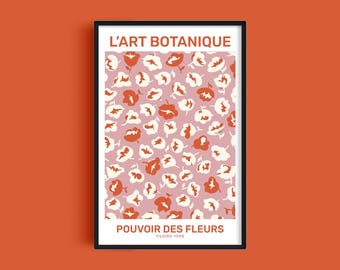 Stampa artistica di fiori selvatici rosa, poster vintage del mercato dei fiori francese, decorazione da parete botanica con citazione, stampa botanica per soggiorno