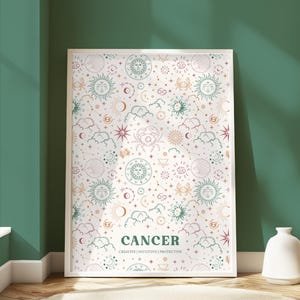 Stampa del segno zodiacale del Cancro, poster personalizzato del Cancro, regalo di compleanno con astrologia del Cancro, decorazione da parete con oroscopo del Cancro, stampa del segno zodiacale del Cancro