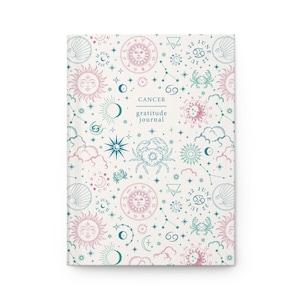 Cancer Zodiac Gratitude Journal, Astrology Notebook Gift, Cancer Star Sign Diary, Celestial Moon Journal, Cancer Birthday Gift for Her