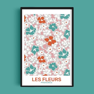 Rosa Blumenmarkt-Plakat, französisches Zitat Wandkunst, handgemalter Blumendruck, Retro Pariser Dekor, botanischer Vintage Kunstdruck