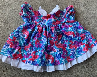 Girls Vintage Bright Floral Dress 12m