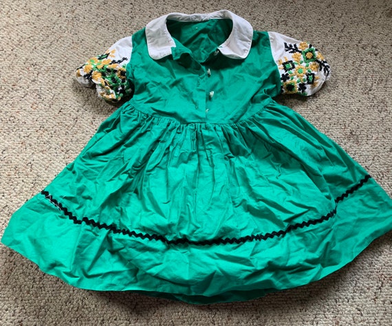 Girls Vintage Green 1950s Party Dress - image 1