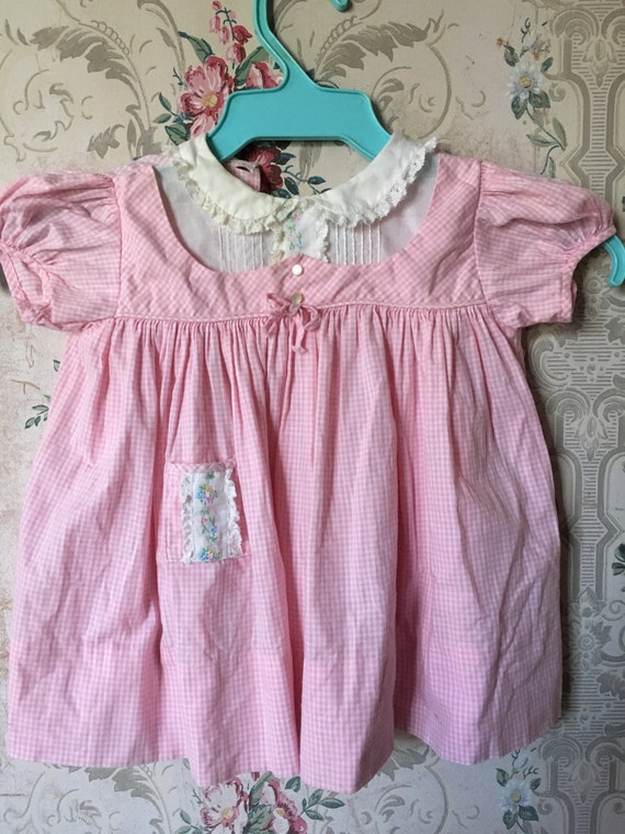 Vintage 1950s/60s pink gingham Nannette dress 6-1