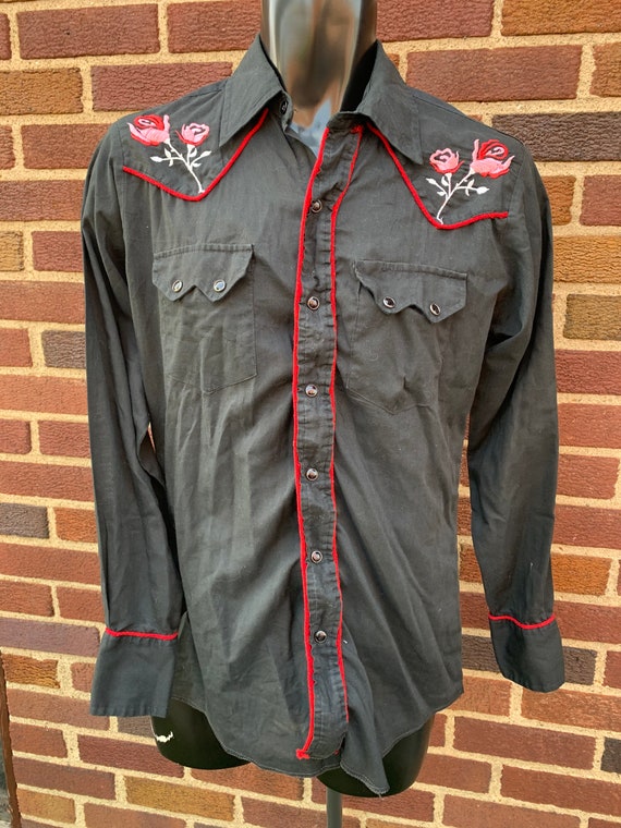 Men’s Vintage Rockabilly Rose Embroidered Western