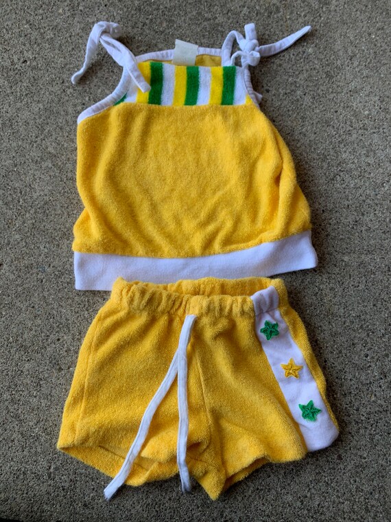 Unisex Kids Vintage Terrycloth Shorts and Tank Se… - image 1