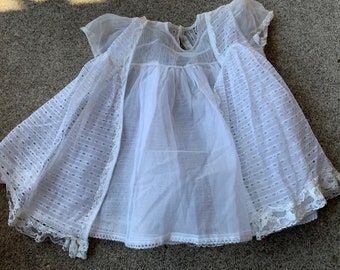 Infant Vintage White Sheer Christening Gown