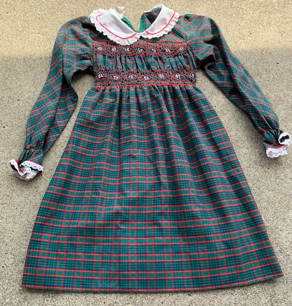 Girls Vintage Plaid Polly Flinders Holiday Dress … - image 1
