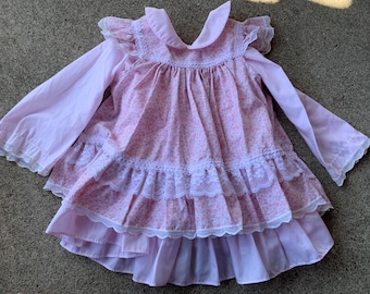 Girls Vintage Pink Ruffle Floral Dress 3t