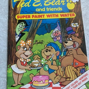 Vintage 80s Ted E. Bear and Friends Halloween Paint By Number Book