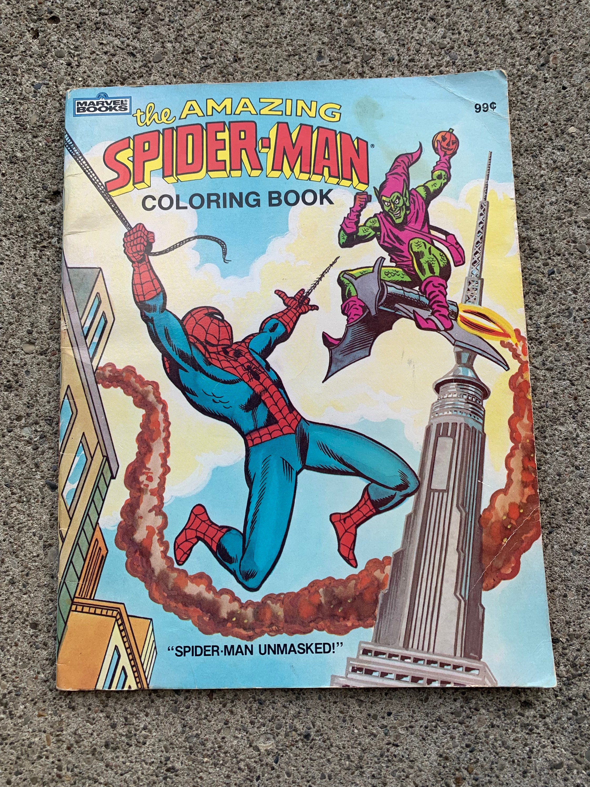 VINTAGE 80s Spiderman Print by A.Thibert 水彩画 イラスト