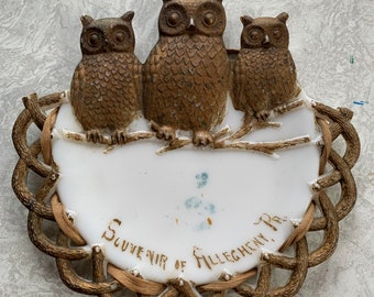 Vintage Allegheny, Pa Owl Wall Hanging