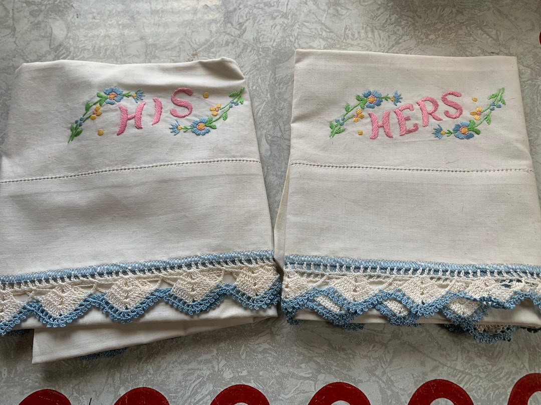 Vintage His and Hers Bath Towels Etsy