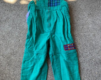 Boys Vintage Green Corduroy Overalls 24m