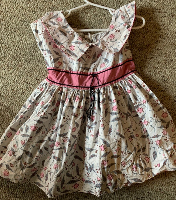 Girls Vintage Gray and Pink Floral Dress 3t - image 1