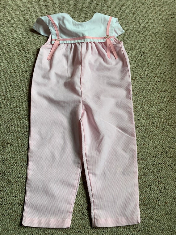 Girls Vintage Pink Nautical Romper Jumpsuit 2t