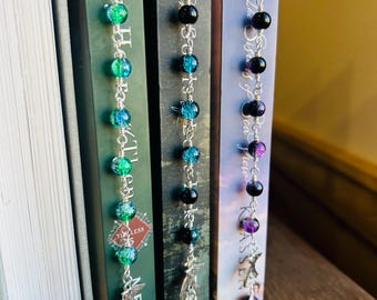 Beaded Bookmark, Crackle Glass Bookmark, Book Charms, Bird Charm Bookmark, Gift for Book Lover, Reader Gift, Pretty Bookmark