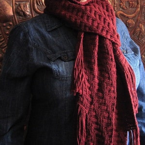 A Texas Girl Knits | Fallingwater Scarf | Frank Lloyd Wright Architecture Knit Purl Fringe Knitting Pattern PDF Download Charted Written