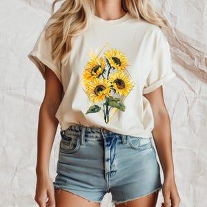Vintage Retro Sunflower T-Shirt; Unisex