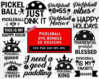 Pickleball SVG Design Bundle (png, dxf, pdf)